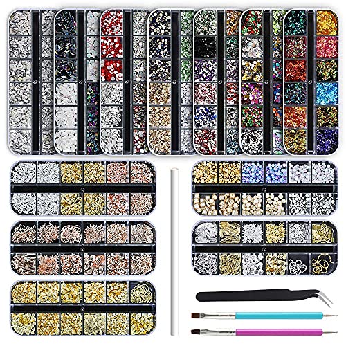 Artdone 12 boxes Nail Rhinestones,Nail Gems Nail Diamonds,Nail Art Studs Nail...
