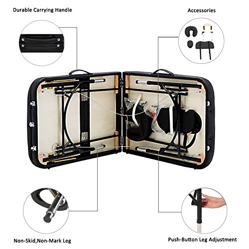 Artechworks 28" Wide Professional 3 Folding Portable Massage Table Facial Sal...