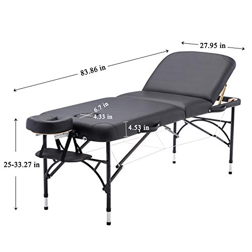 Artechworks 28" Wide Professional 3 Folding Portable Massage Table Facial Sal...