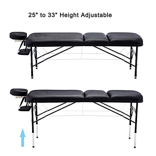 Artechworks 28" Wide Professional 3 Folding Portable Massage Table Facial Sal...