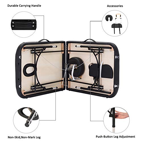 Artechworks 84" Professional 2 Folding Portable Lightweight Massage Table Fac...