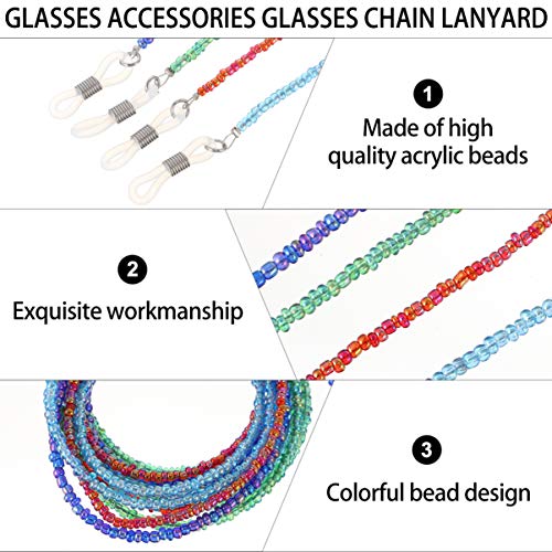 ARTIBETTER 4pcs Beaded Glasses Chains Retro Acrylic Bead Eye Glasses Lanyard ...