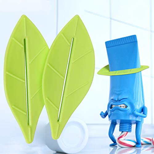 ARTIBETTER Toothpaste Tube Squeezer Roller Winder Green Leaf Shape Toothpaste...
