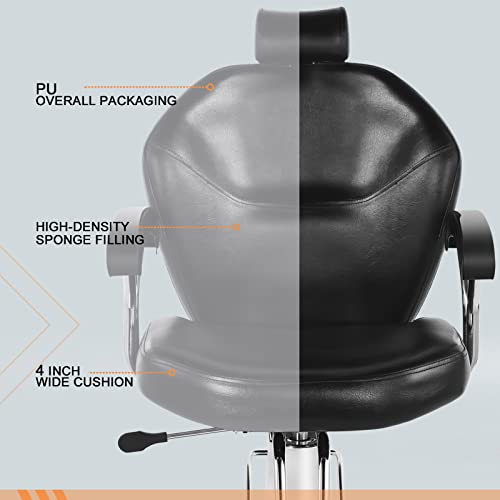 Artist Hand Hydraulic Reclining Barber Chair 360 Degrees Rolling Swivel Barbe...