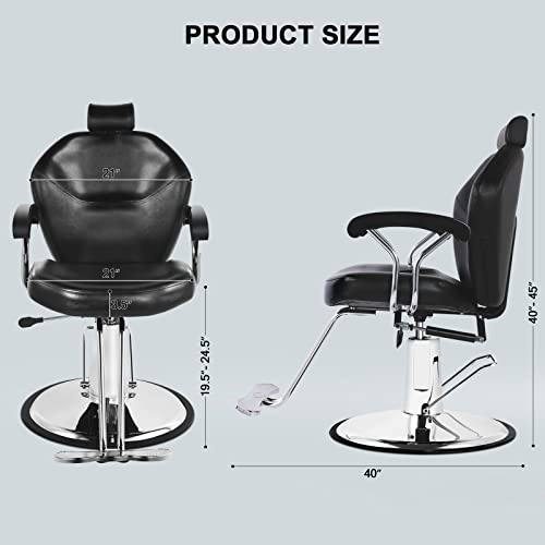 Artist Hand Hydraulic Reclining Barber Chair 360 Degrees Rolling Swivel Barbe...