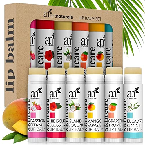 artnaturals Natural Organic Lip Balm Beeswax - (6 x .15 Oz / 4.25g) - Gift Se...