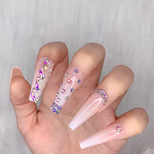 Artquee 24pcs French Nude White Ballerina Water Droplets Drill Flash Diamond ...