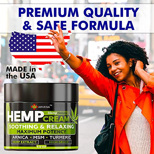 Natural Hemp Cream for Muscles, Joints, Foot, Back with Hemp, Arnica, Turmeri...