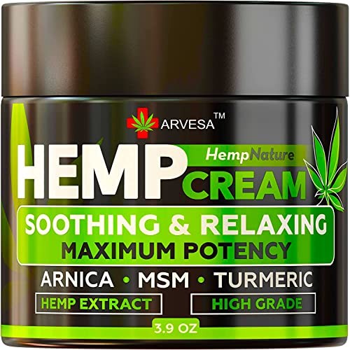 Natural Hemp Cream for Muscles, Joints, Foot, Back with Hemp, Arnica, Turmeri...