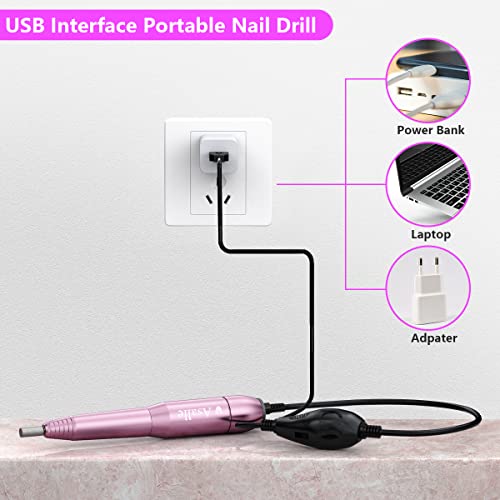 Asalle USB Nail Drill, Electric Nail Drill Machine for Acrylic Gel Nails Prof...