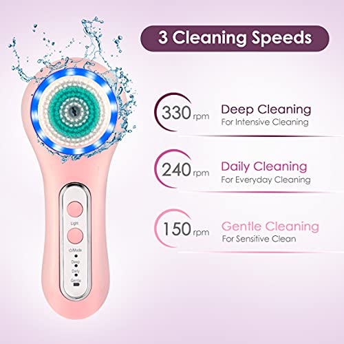 Electric Facial Cleansing Brush with 3 Operating Modes & 5 Replaceable Face S...