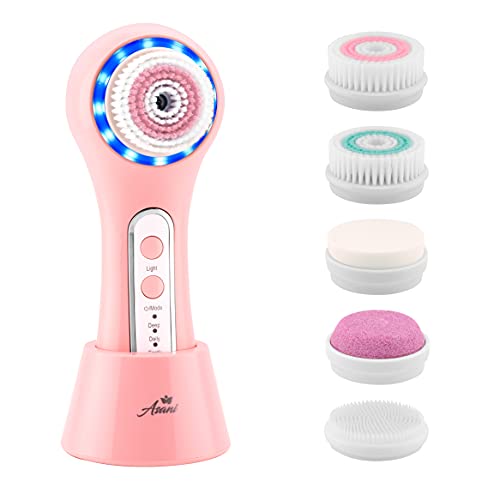 Electric Facial Cleansing Brush with 3 Operating Modes & 5 Replaceable Face S...