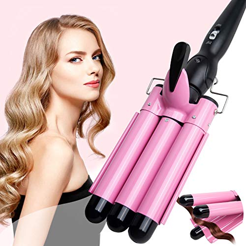 3 Barrel Curling Iron Wand - Dual Voltage Temperature Adjustable 25mm Hair Cr...