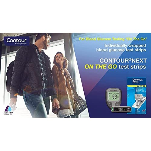 Ascensia Contour Next On The Go Blood Glucose Test Strips, 15 Count