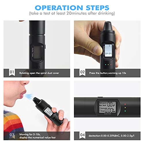 Breathalyzer Breath Alcohol Tester, Portable Rechargeable Personal BAC Tester...