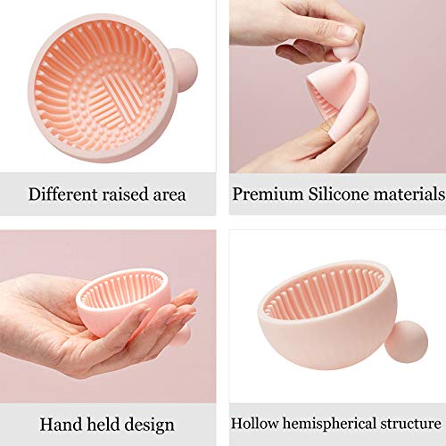 Brush Cleaning Pad，Silicone Makeup Cleaning Brush Scrubber Bowl Portable Was...