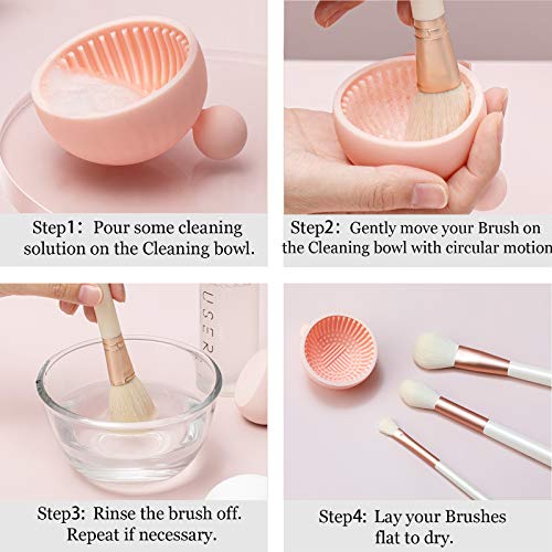 Brush Cleaning Pad，Silicone Makeup Cleaning Brush Scrubber Bowl Portable Was...