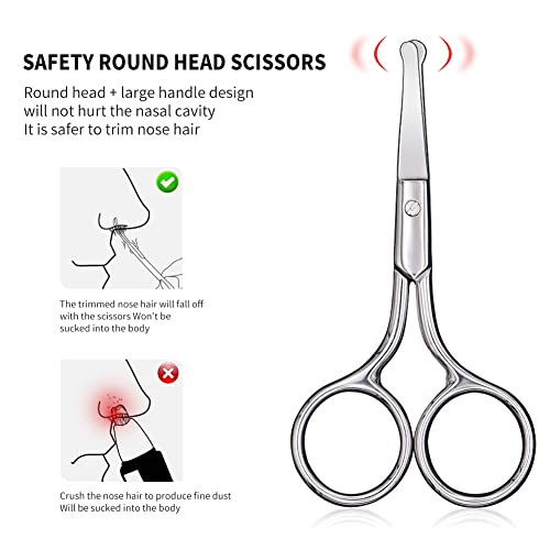 Nose Hair Scissors,eyebrow Scissors , Stainless Steel Small Scissors Round Ti...
