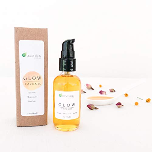 Glow - Turmeric & Rosehip Face Oil, Natural & Organic Face Moisturizer with T...
