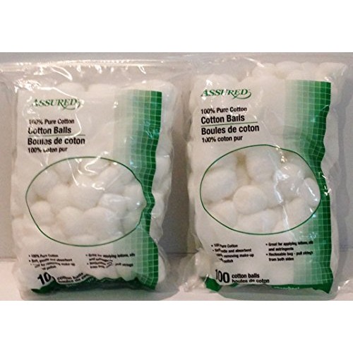 Assured 100% Pure Cotton Balls 100-Count Each (2 Pack)