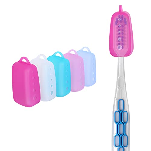 5Packs Toothbrush Cover Caps,Food Grade Silicone Toothbrush Head Covers for T...