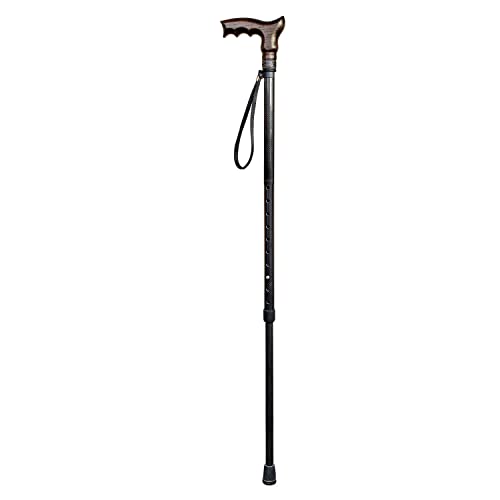 Carbon Adjustable Walking Cane for Men and Women - Ergonomic Wooden Handle & ...