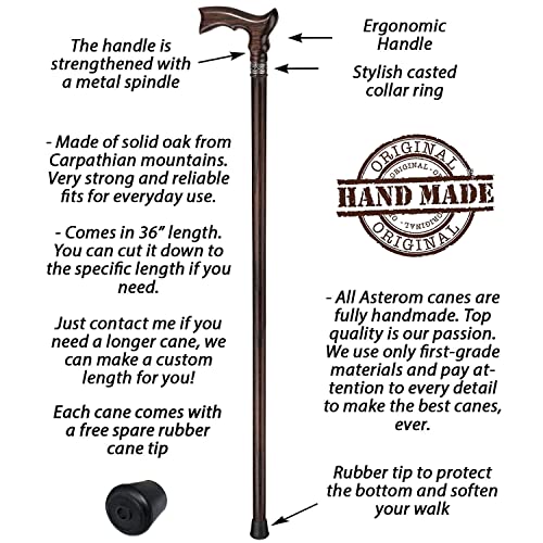 Hand Carved Ergonomic Wooden Walking Cane for Men and Women - Stylish Men's O...