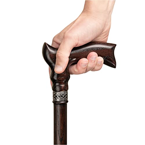 Hand Carved Ergonomic Wooden Walking Cane for Men and Women - Stylish Men's O...