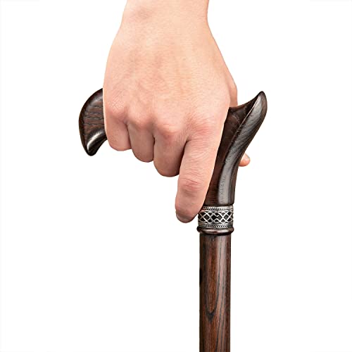 Handmade Ergonomic Wooden Walking Cane for Men and Women - Stylish Derby Oak ...