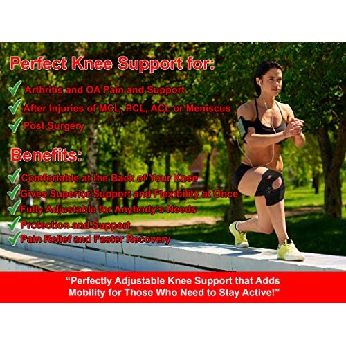 Hinged Knee Brace Support with Strap & Side Patella Stabilizers for Protectio...