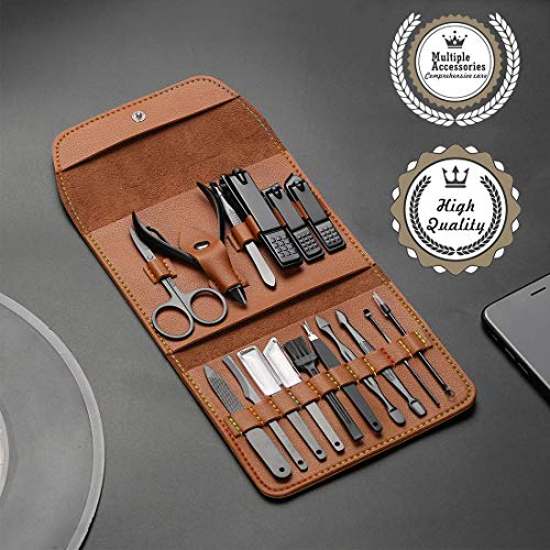 Gifts for Men/Women, Stainless Steel Manicure Set with PU leather case, Perso...