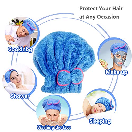 ATITOWEL Soft Cap Resistant Lined Shower Cap, Bath Towel Hat Hair, Quick Dryi...