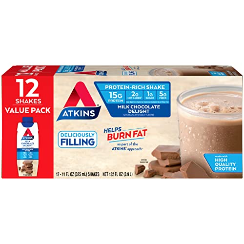 Atkins Gluten Free Protein-Rich Shake, Milk Chocolate Delight, Keto Friendly ...