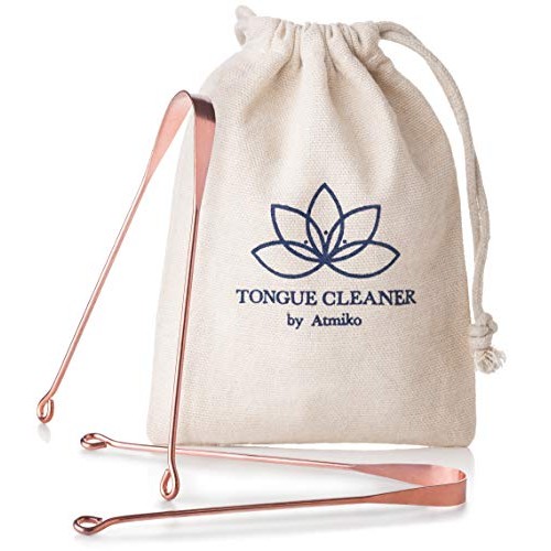 Atmiko Tongue Scraper, Ayurvedic Tongue Cleaner (Pack of 2) Pure Copper Metal...