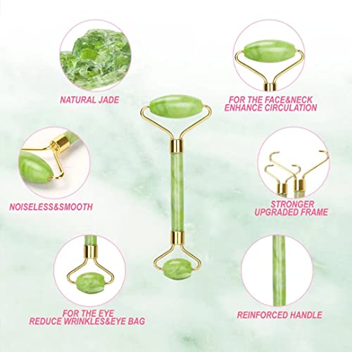 Jade Roller and Gua Sha Set Tool - Face Roller Skin Care - Guasha: 100% Real ...