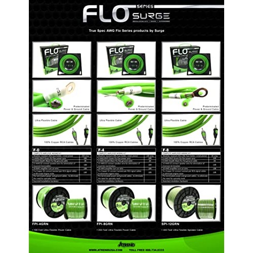 Atrend Surge F-0 Flo Series by 0 Gauge 5000W AWG Amplifier Installation Wirin...