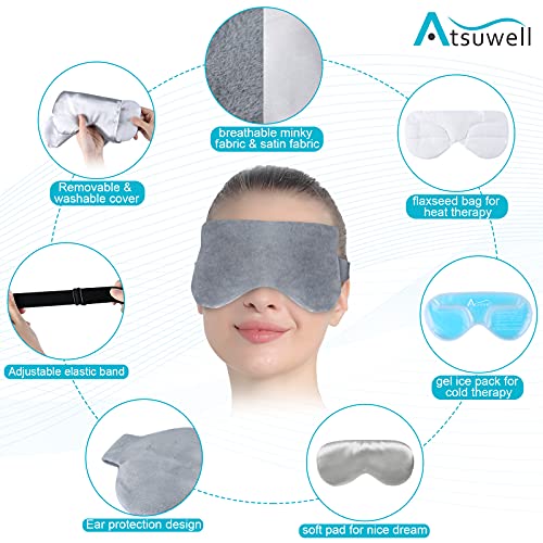 Atsuwell Eye Compress Moist Heat and Cold Therapy Sleep Eye Mask for Dry Eyes...