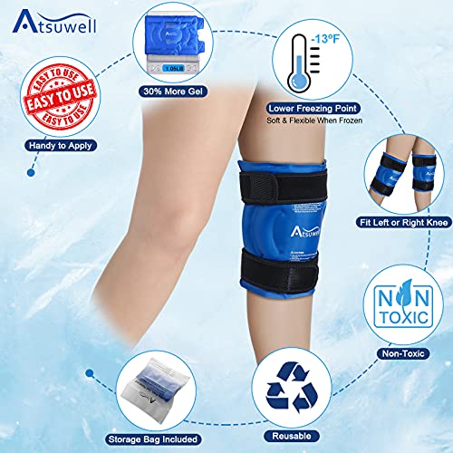 Atsuwell Ice Pack for Knee Injuries Reusable Gel Instant Cold Packs for Pain ...