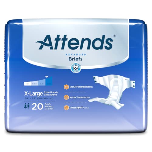 Attends Advanced Briefs with Advanced Dry-Lock Technology for Adult Incontine...