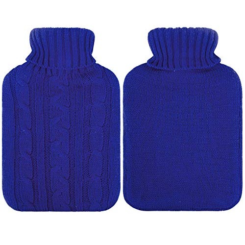 Attmu Rubber Hot Water Bottle with Cover Knitted, Transparent Hot Water Bag 2...