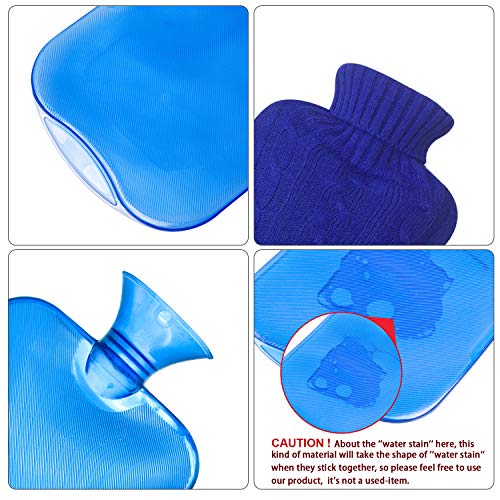Attmu Rubber Hot Water Bottle with Cover Knitted, Transparent Hot Water Bag 2...