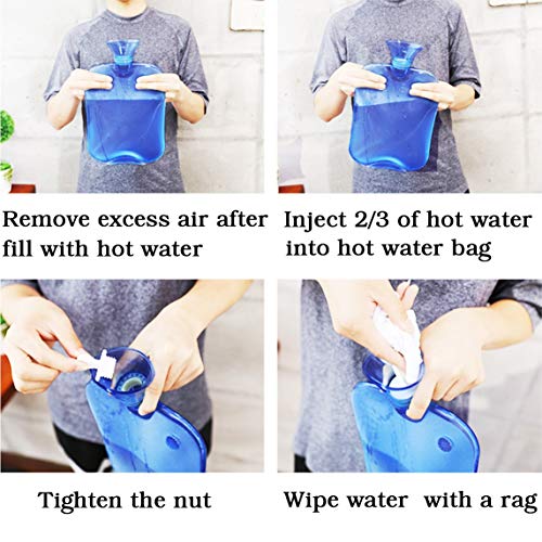 Attmu Rubber Hot Water Bottle with Cover Knitted, Transparent Hot Water Bag 2...