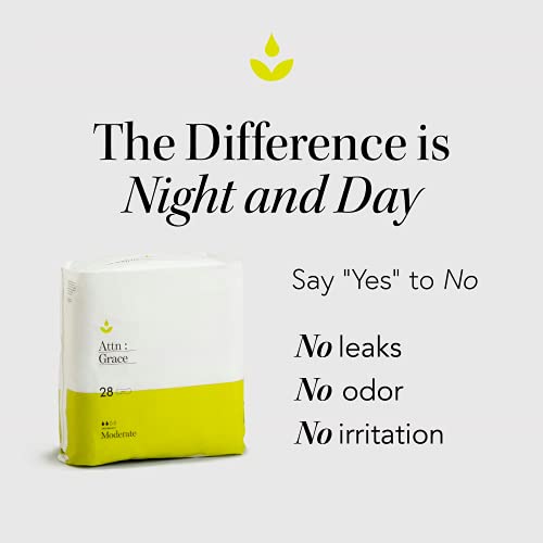 Attn: Grace Incontinence Moderate Pads for Women - 28-Pack - Moderate Urinary...