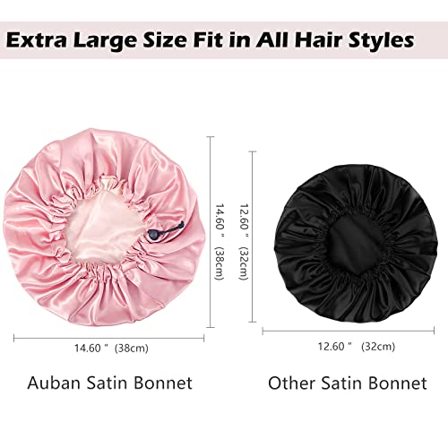 Auban Large Bonnet Sleep Cap Hair Wrap for Curl, Double Layer Satin Lined Bon...
