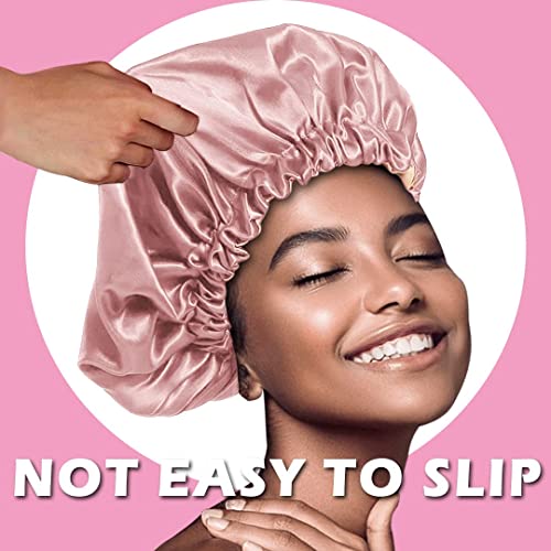 Auban Large Bonnet Sleep Cap Hair Wrap for Curl, Double Layer Satin Lined Bon...