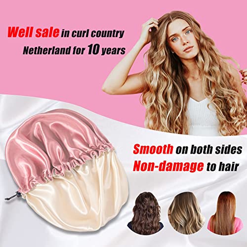 Auban Large Bonnet Sleep Cap Hair Wrap for Curl, Double Layer Satin Lined Bon...