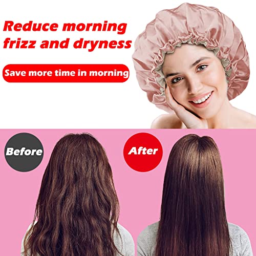 Auban Large Bonnet Sleep Cap Hair Wrap for Curl, Double Layer Satin Lined Bon...