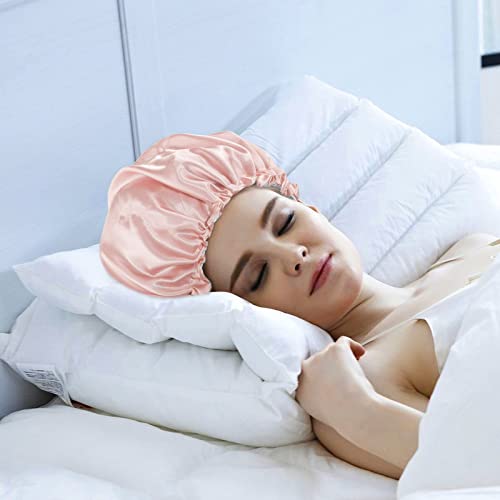 Auban Large Bonnet Sleep Cap Hair Wrap for Curl, Double Layer Satin Lined Bon...