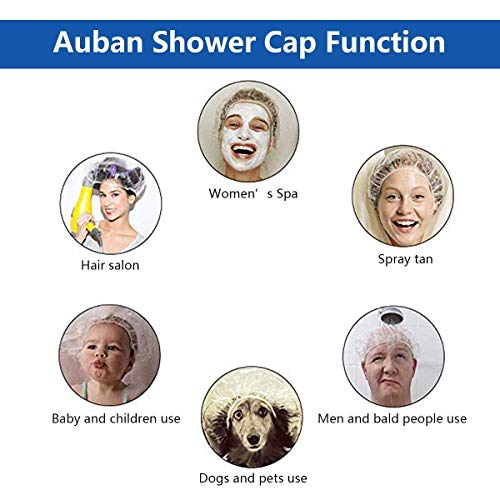 Auban Shower Cap Disposable, 100 PCS Bath Caps Large Thick Clear Plastic Elas...