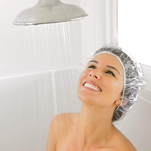 Auban Shower Cap Disposable, 50 PCS Bath Caps Larger Thick Clear Waterproof P...